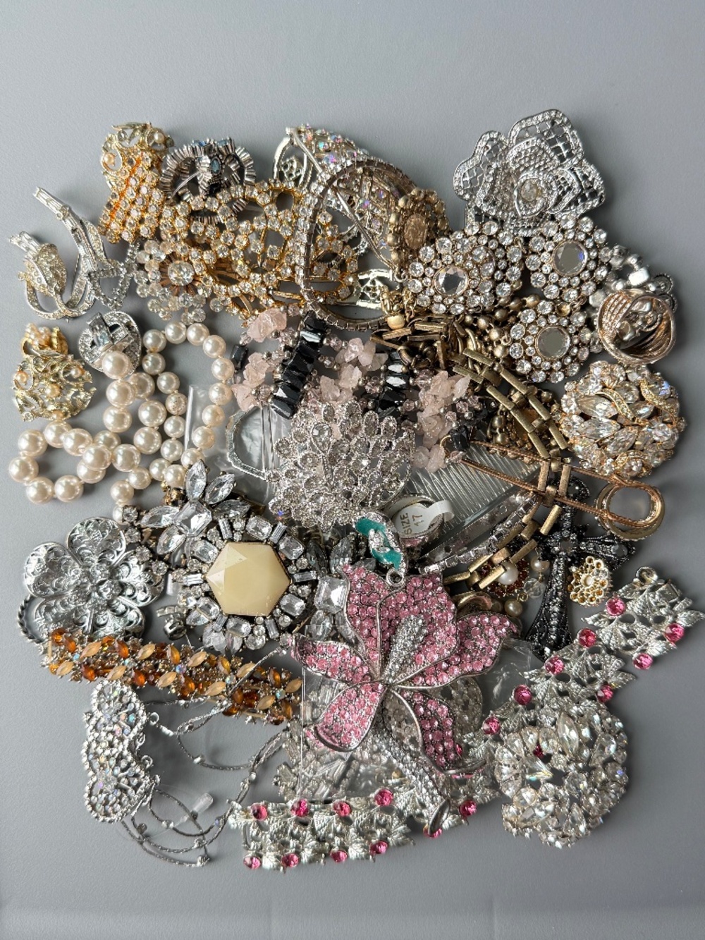 TWO POUNDS Broken Rhinestone Jewelry